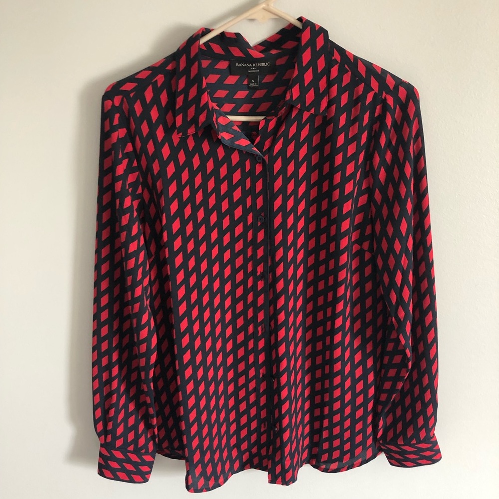 Banana Republic Red and Black Blouse